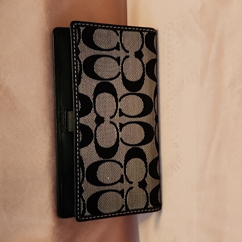 Coach check book cover with pen holder